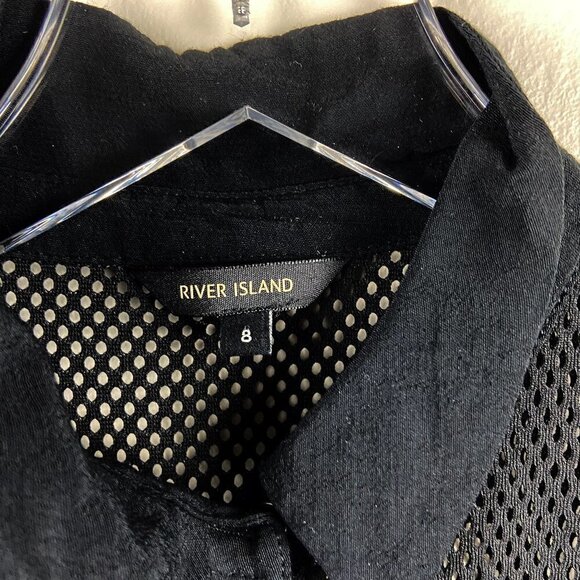 RIVER ISLAND | Long Black Sleeveless Button Up Tunic - Picture 4 of 7